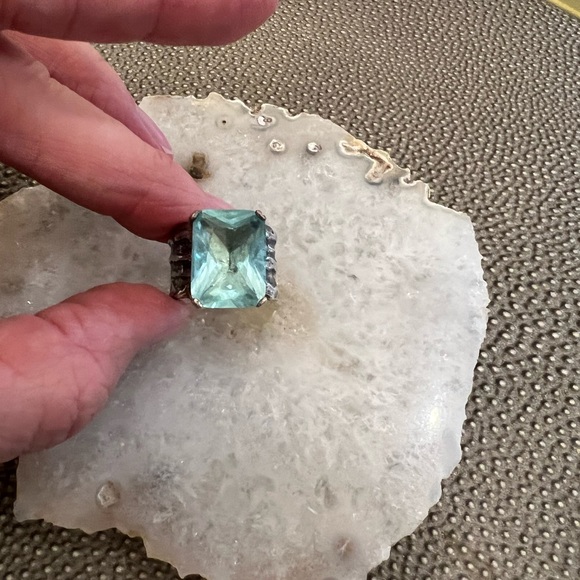 Silpada Sterling Silver Aqua Ring Size 7 - Picture 2 of 6